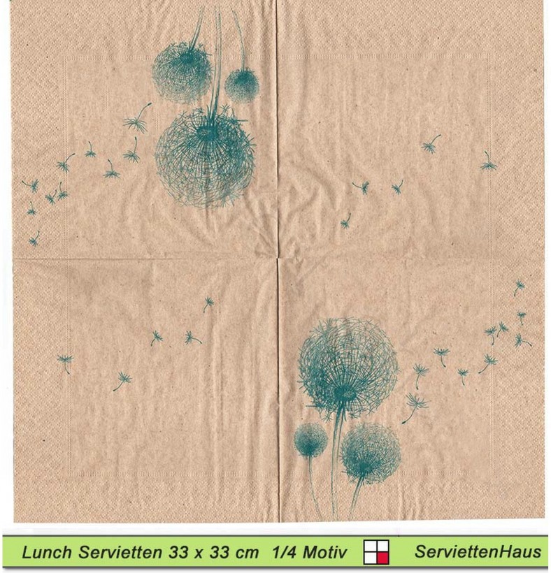 Naturals - Pusteblume auf Naturpapier - 1 Lunch Serviette